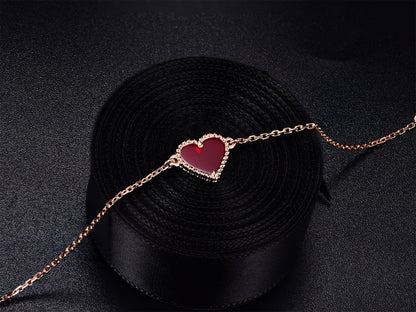 [CharmAmor]HEART CARNELIAN PINK GOLD BRACELET