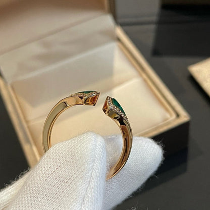 [CharmAmor]DREAM MALACHITE DIAMOND OPEN RING