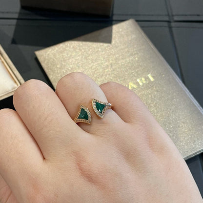 [CharmAmor]DREAM MALACHITE DIAMOND OPEN RING