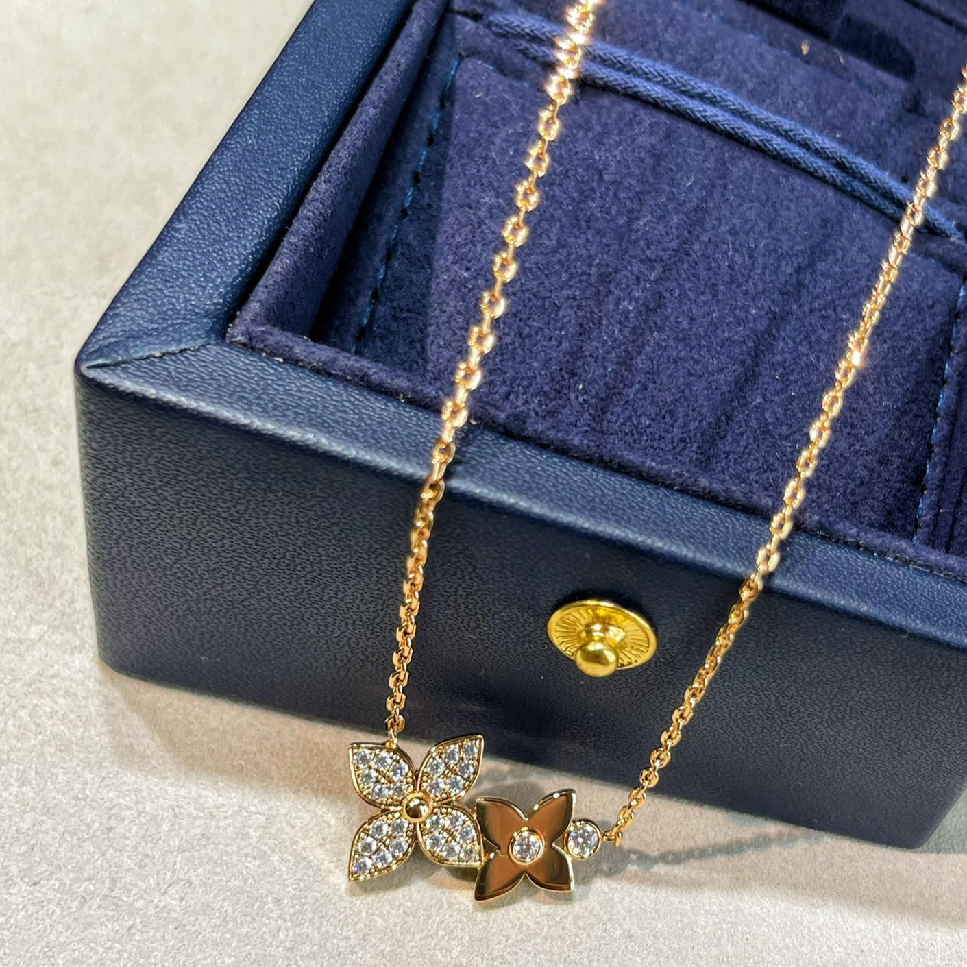 [CharmAmor]STAR BLOSSOM NECKLACE PINK GOLD DIAMONDS