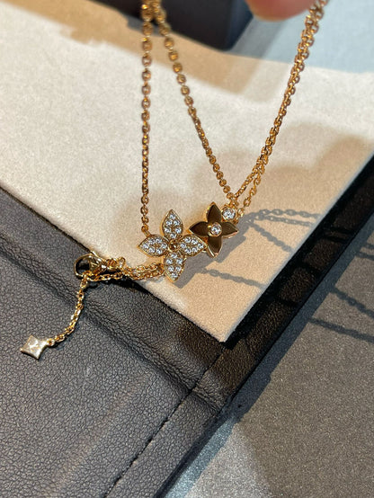 [CharmAmor]STAR BLOSSOM NECKLACE PINK GOLD DIAMONDS