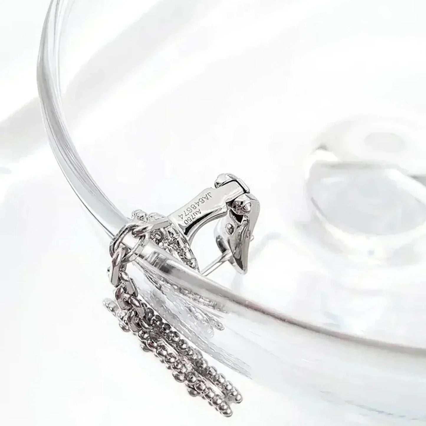 [CharmAmor]CLOVER 2 MOTIFS  DIAMOND ONYX EARRINGS SILVER