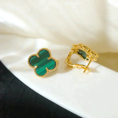 [CharmAmor]CLOVER MEDIUM 1 MOTIFS MALACHITE  EARRINGS
