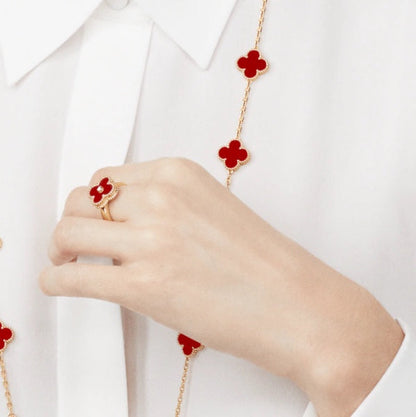 [CharmAmor]CLOVER CARNELIAN RING ROSE GOLD DIAMOND