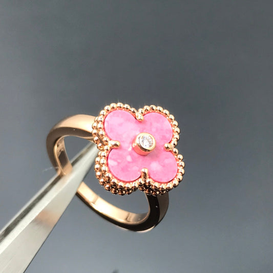 [CharmAmor]CLOVER RHODONITE ROSE GOLD RING