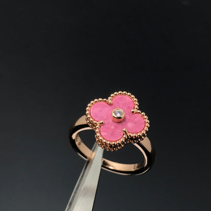 [CharmAmor]CLOVER RHODONITE ROSE GOLD RING