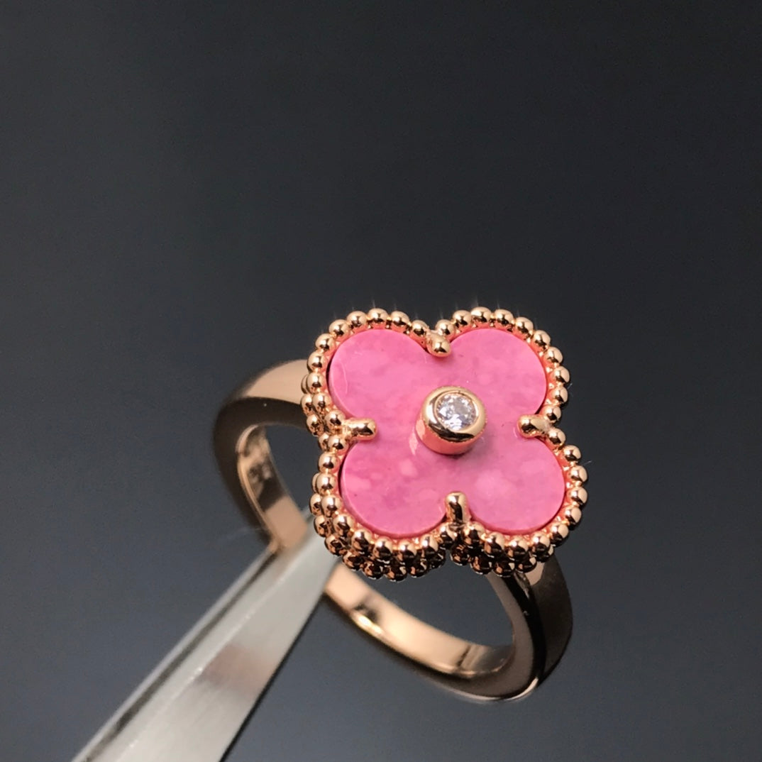 [CharmAmor]CLOVER RHODONITE ROSE GOLD RING