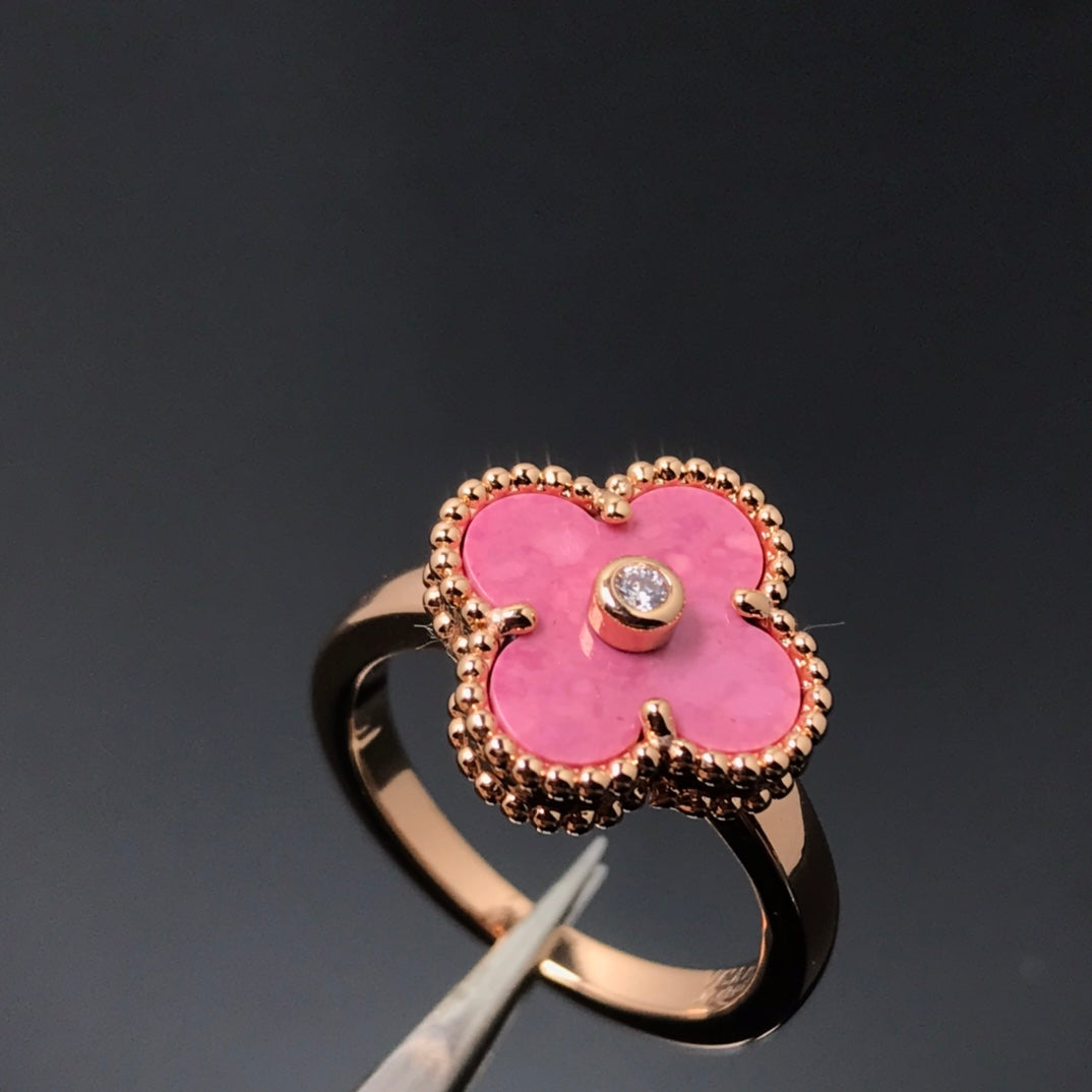 [CharmAmor]CLOVER RHODONITE ROSE GOLD RING