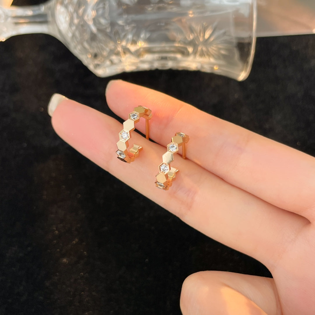 [CharmAmor]BEE LOVE DIAMOND HOOP EARRINGS