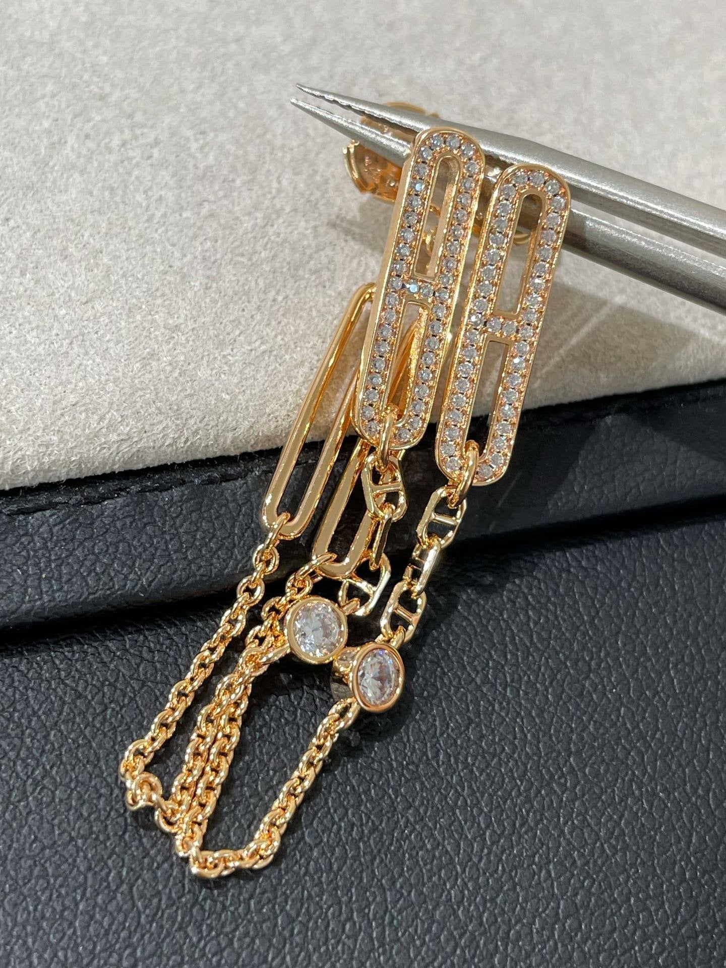 [CharmAmor]CHAINE CHAOS DIAMOND DROP EARRINGS