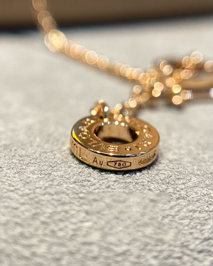[CharmAmor]DREAM MALACHITE DIAMOND PAVED PINK GOLD NECKLACE