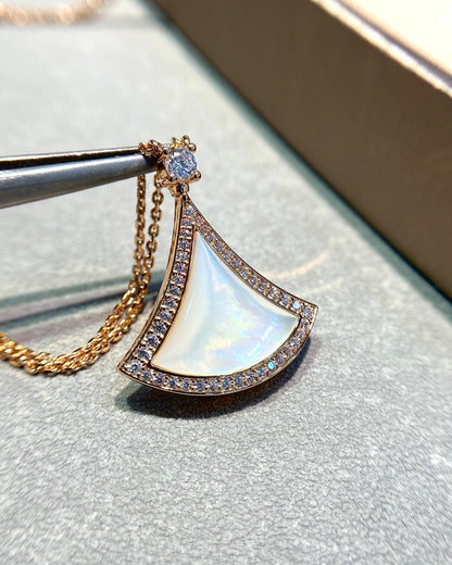 [CharmAmor]DREAM MOP DIAMOND PAVED PINK GOLD NECKLACE