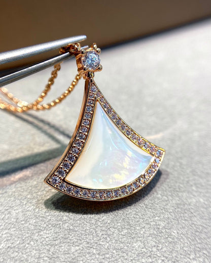 [CharmAmor]DREAM MOP DIAMOND PAVED PINK GOLD NECKLACE