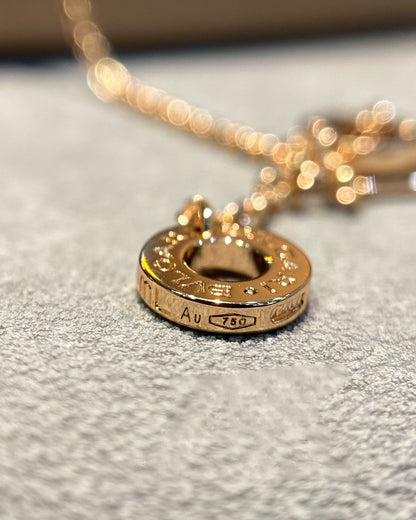 [CharmAmor]DREAM MOP DIAMOND PAVED PINK GOLD NECKLACE