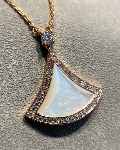[CharmAmor]DREAM MOP DIAMOND PAVED PINK GOLD NECKLACE