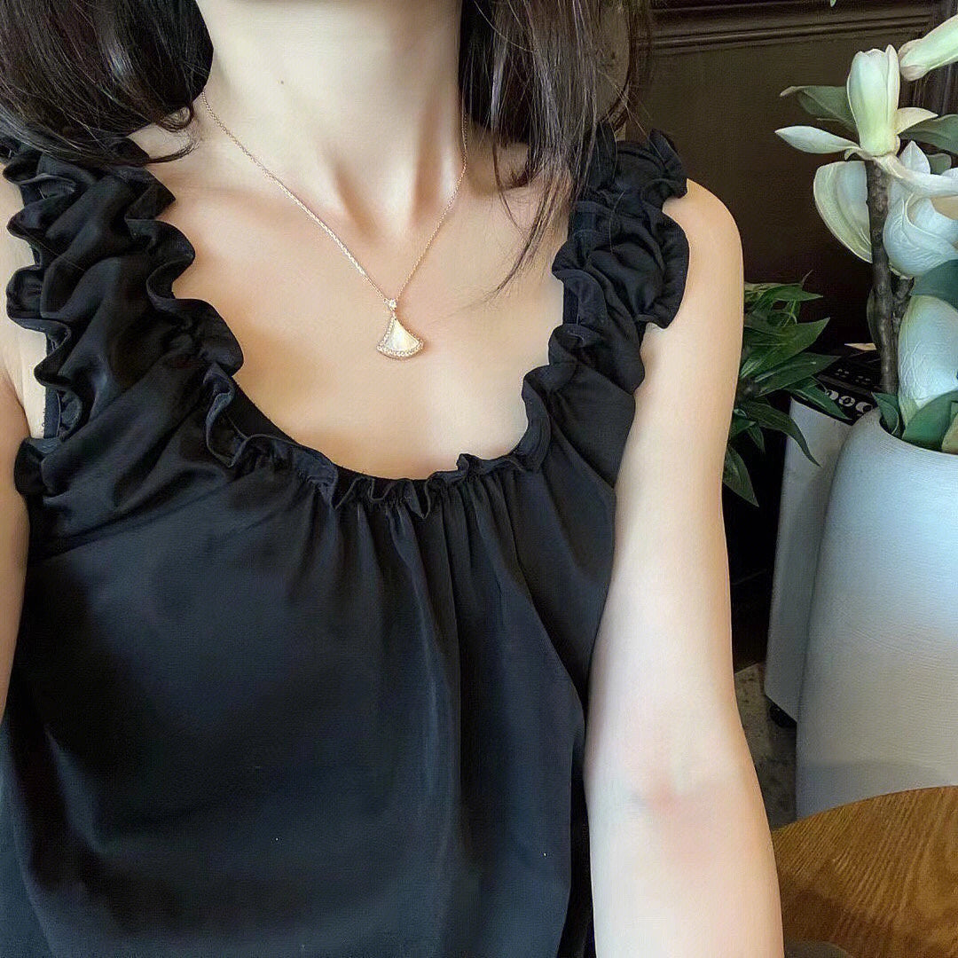 [CharmAmor]DREAM MOP DIAMOND PAVED PINK GOLD NECKLACE