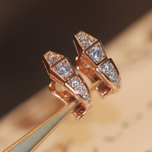 [CharmAmor]SERPENT PINK GOLD DIAMOND EARRINGS