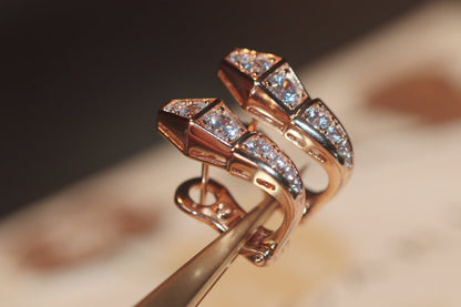 [CharmAmor]SERPENT PINK GOLD DIAMOND EARRINGS