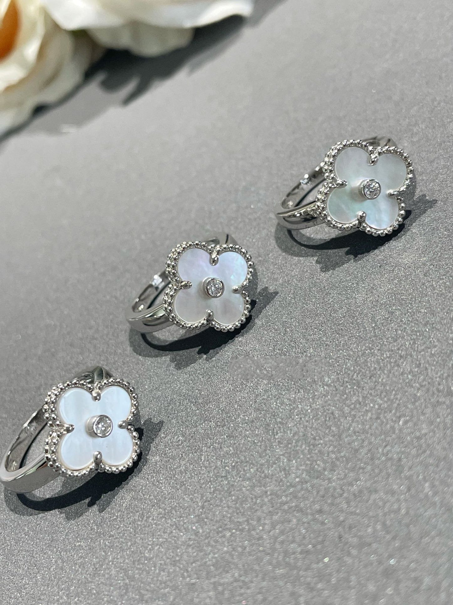 [CharmAmor]CLOVER SILVER MOP DIAMOND RING
