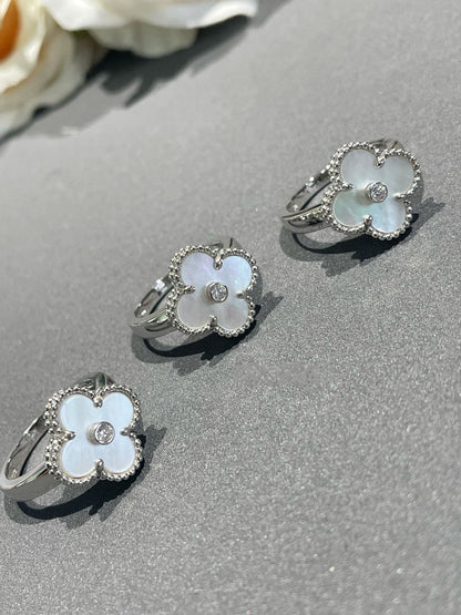 [CharmAmor]CLOVER SILVER MOP DIAMOND RING