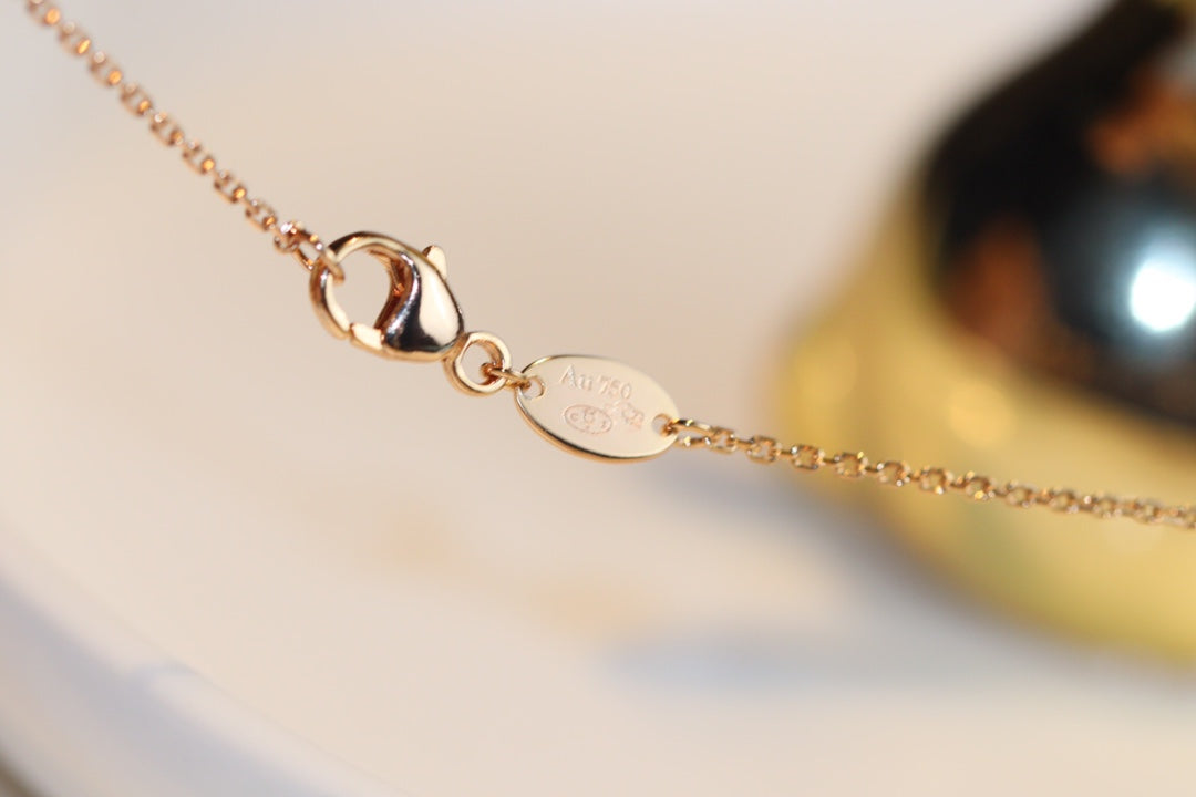 [CharmAmor]JEUX MALACHITE 1 DIAMOND PINK GOLD NECKLACE