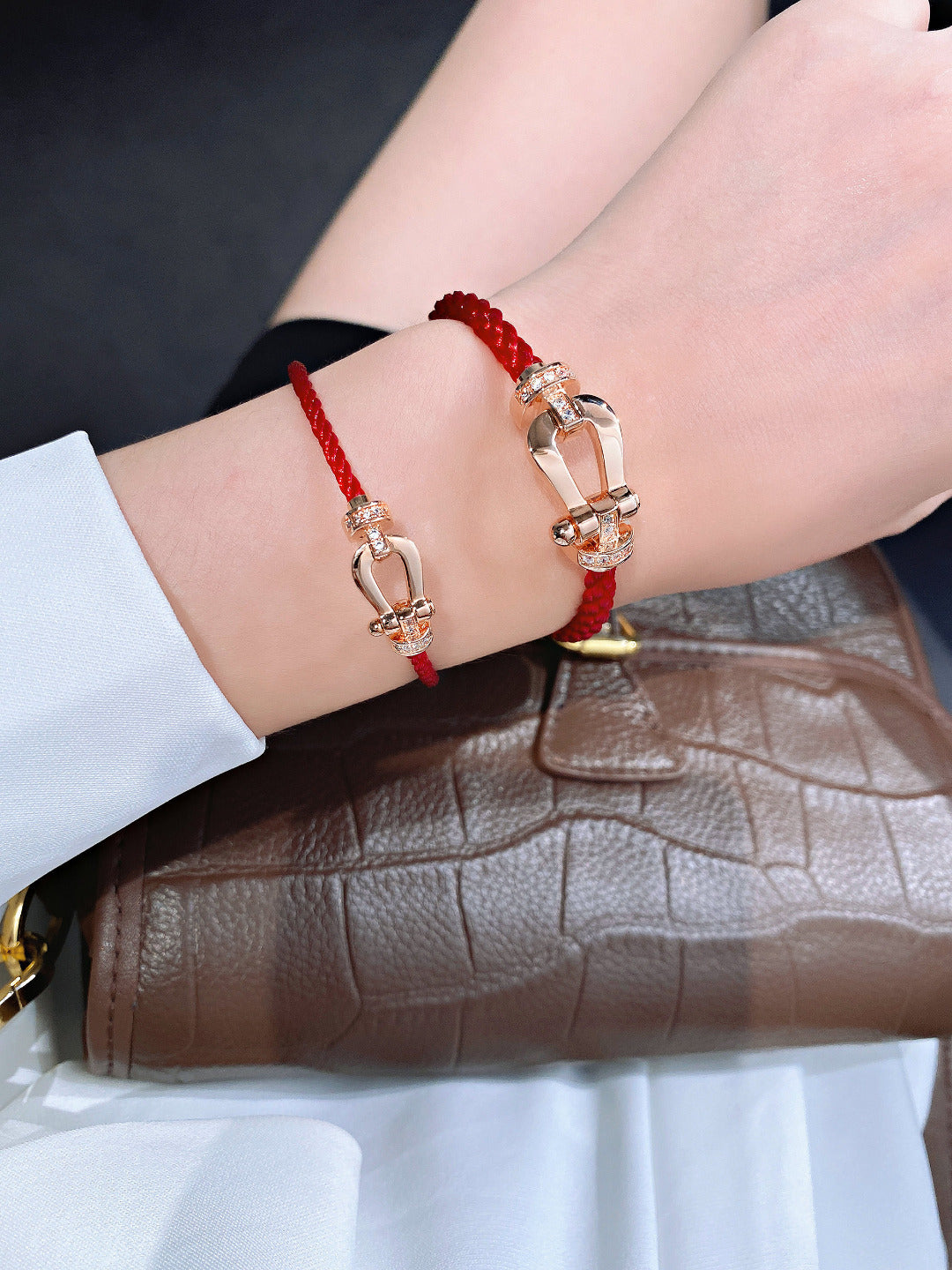 [CharmAmor]FORCE 10 HALF DIAMOND PINK GOLD RED CORDERI LARGE AND MEDIUM MODEL