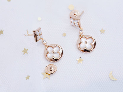 [CharmAmor]STAR AND SUN PINK GOLD MOP DROP EARRINGS