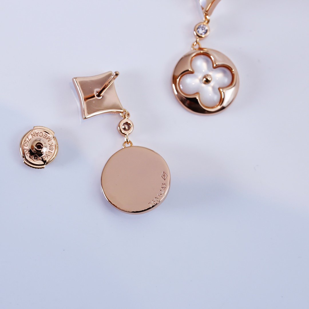 [CharmAmor]STAR AND SUN PINK GOLD MOP DROP EARRINGS