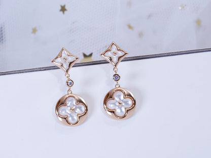 [CharmAmor]STAR AND SUN PINK GOLD MOP DROP EARRINGS