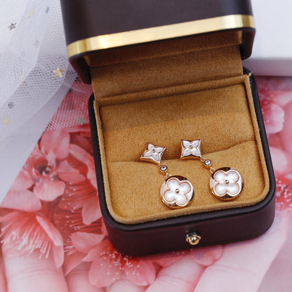 [CharmAmor]STAR AND SUN PINK GOLD MOP DROP EARRINGS