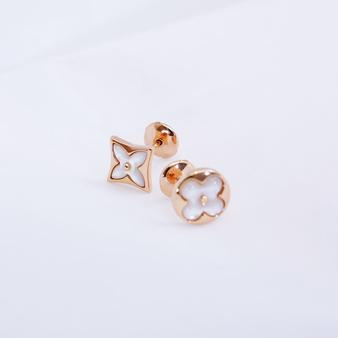 [CharmAmor]STAR AND SUN PINK GOLD MOP STUD EARRINGS