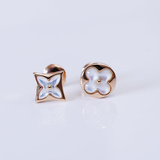[CharmAmor]STAR AND SUN PINK GOLD MOP STUD EARRINGS