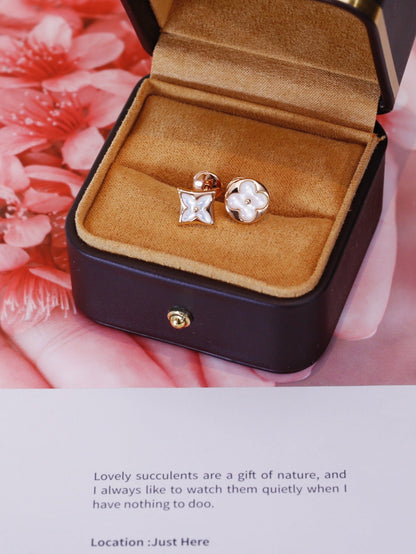 [CharmAmor]STAR AND SUN PINK GOLD MOP STUD EARRINGS