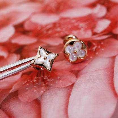 [CharmAmor]STAR AND SUN PINK GOLD MOP STUD EARRINGS