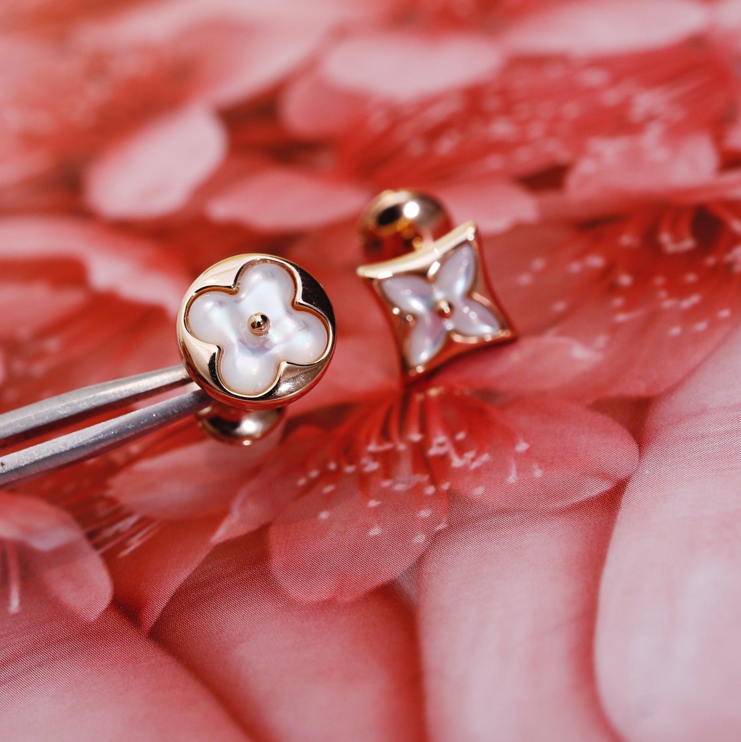 [CharmAmor]STAR AND SUN PINK GOLD MOP STUD EARRINGS