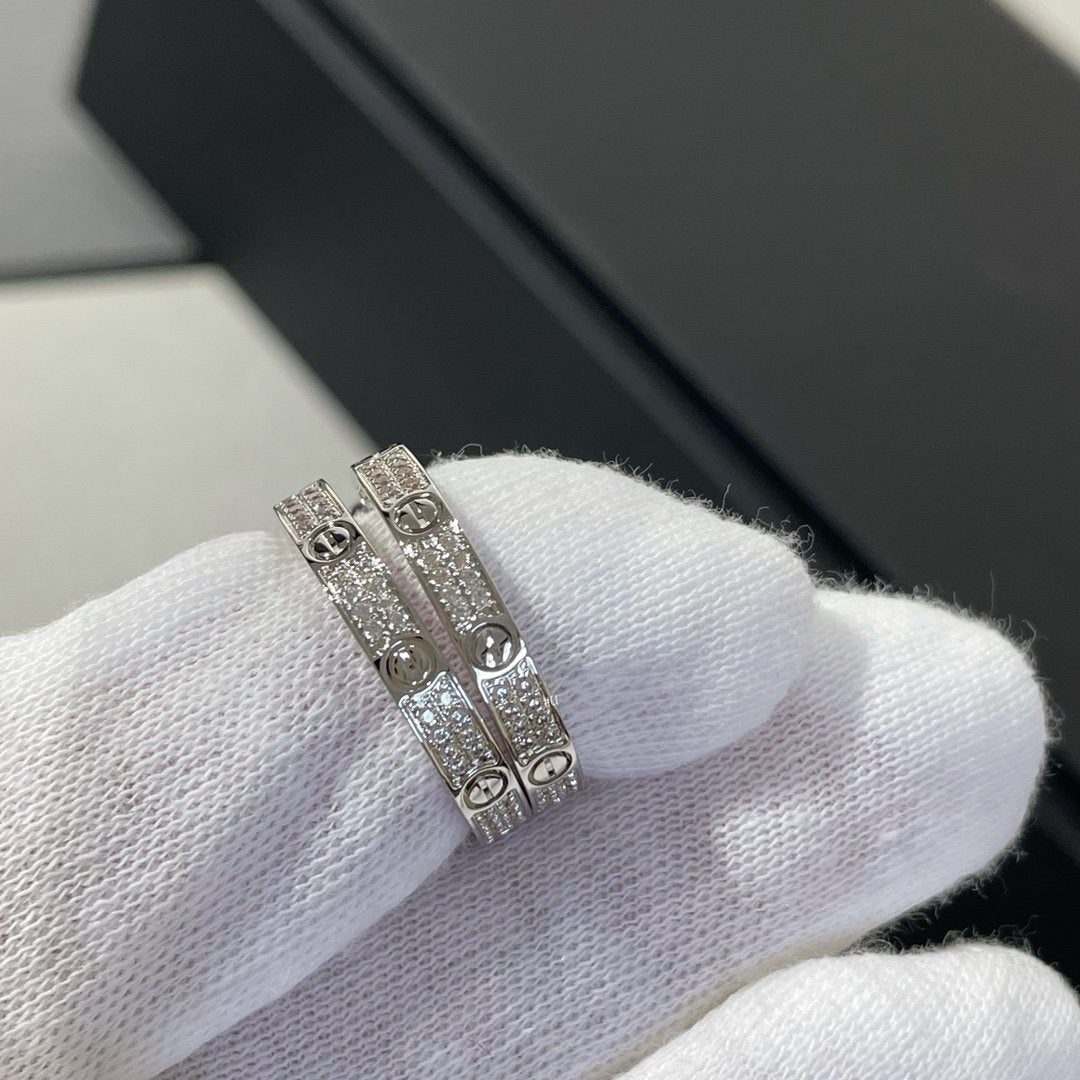 [CharmAmor]LOVE DIAMOND SILVER HOOP EARRINGS