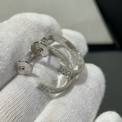 [CharmAmor]LOVE DIAMOND SILVER HOOP EARRINGS