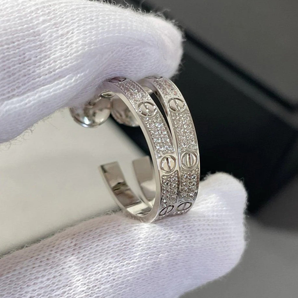 [CharmAmor]LOVE EARRINGS 3.6MM DIAMOND PAVED