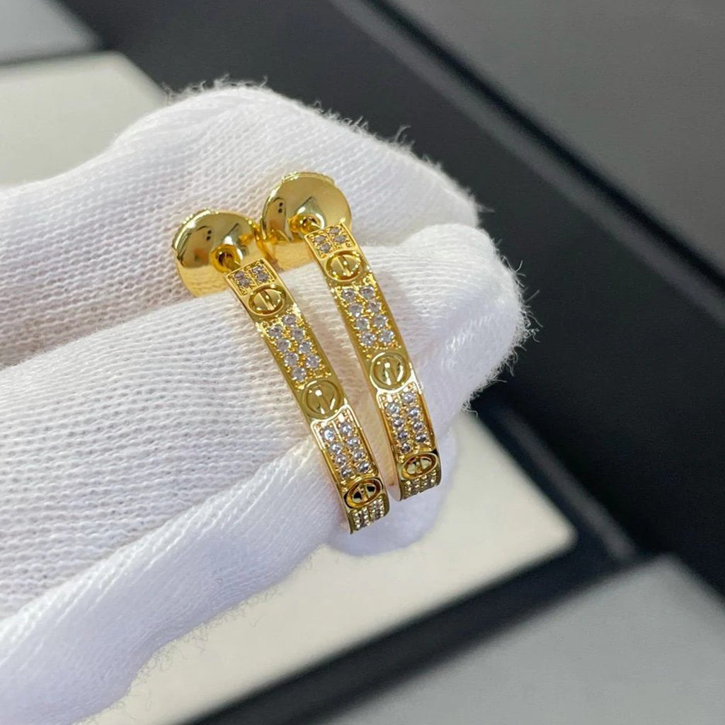 [CharmAmor]LOVE EARRINGS 3.6MM DIAMOND PAVED