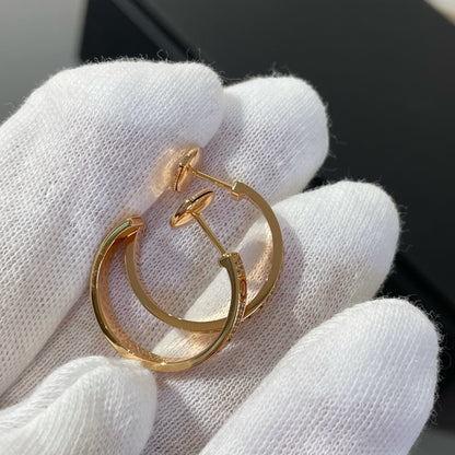 [CharmAmor]LOVE DIAMOND PINK GOLD HOOP EARRINGS