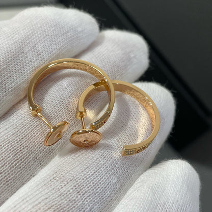 [CharmAmor]LOVE DIAMOND PINK GOLD HOOP EARRINGS