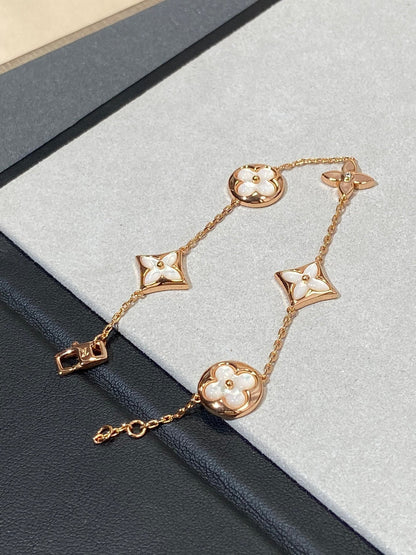 [CharmAmor]STAR AND SUN 5 MOTIF MOP PINK GOLD BRACELET