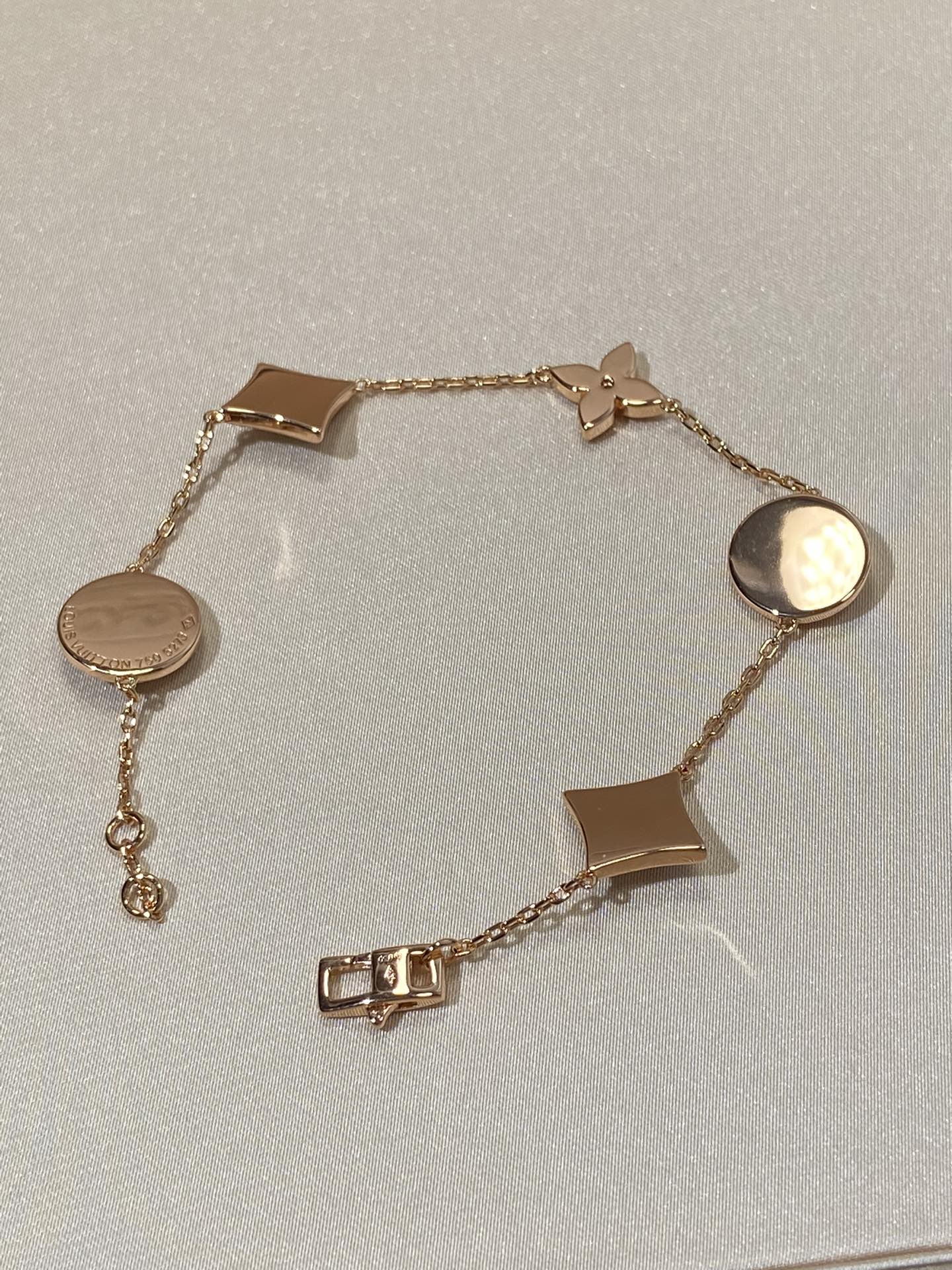 [CharmAmor]STAR AND SUN 5 MOTIF MOP PINK GOLD BRACELET