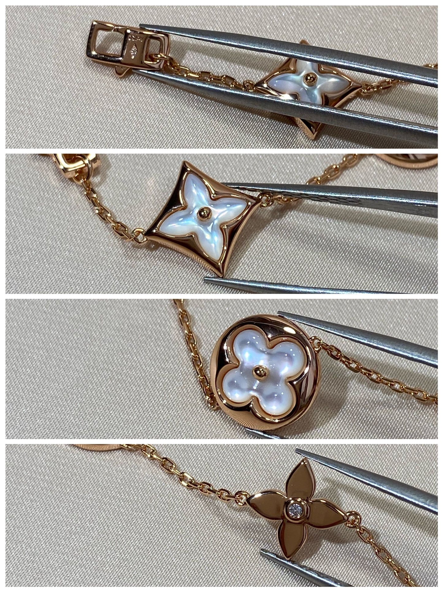[CharmAmor]STAR AND SUN 5 MOTIF MOP PINK GOLD BRACELET