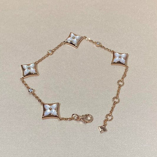 [CharmAmor]STAR 4 MOTIF MOP DIAMOND PINK GOLD BRACELET