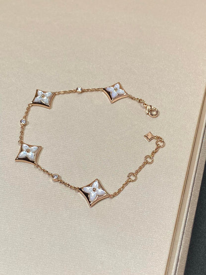 [CharmAmor]STAR 4 MOTIF MOP DIAMOND PINK GOLD BRACELET