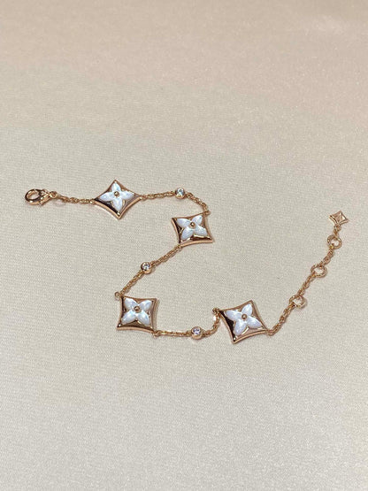 [CharmAmor]STAR 4 MOTIF MOP DIAMOND PINK GOLD BRACELET