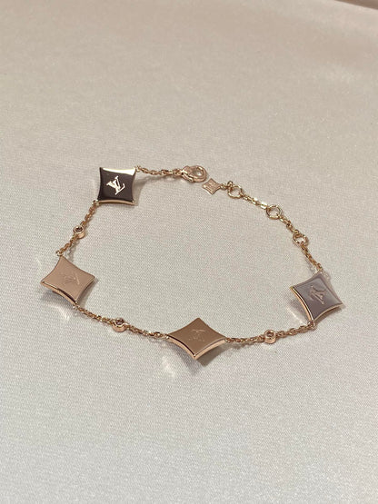 [CharmAmor]STAR 4 MOTIF MOP DIAMOND PINK GOLD BRACELET