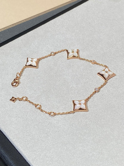[CharmAmor]STAR 4 MOTIF MOP DIAMOND PINK GOLD BRACELET
