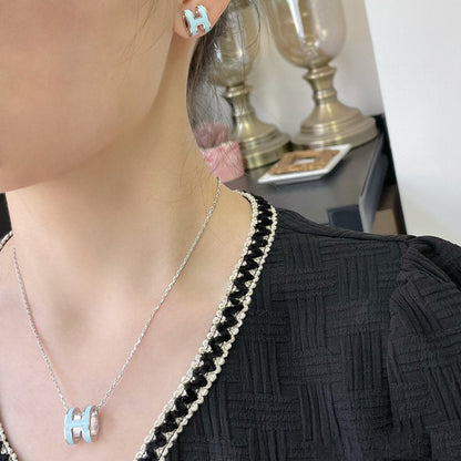 [CharmAmor]POP H SKY BLUE NECKLACE
